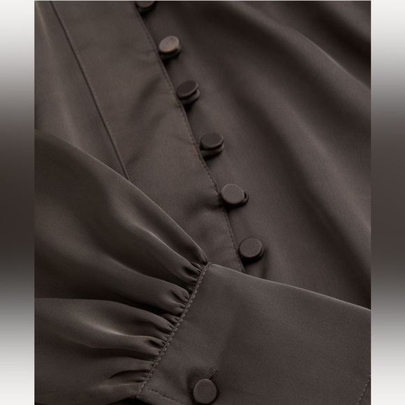 H&M satin blouse in dark gray, small - Picture 2 of 2